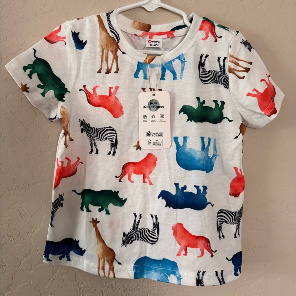 PatPat Multicolor Animal Print Kids Tee